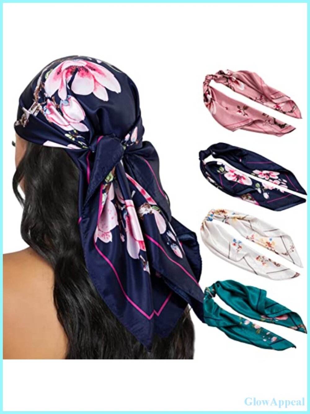 Satin Hair Scarf for Women 35" Square Silk Feel Bandana